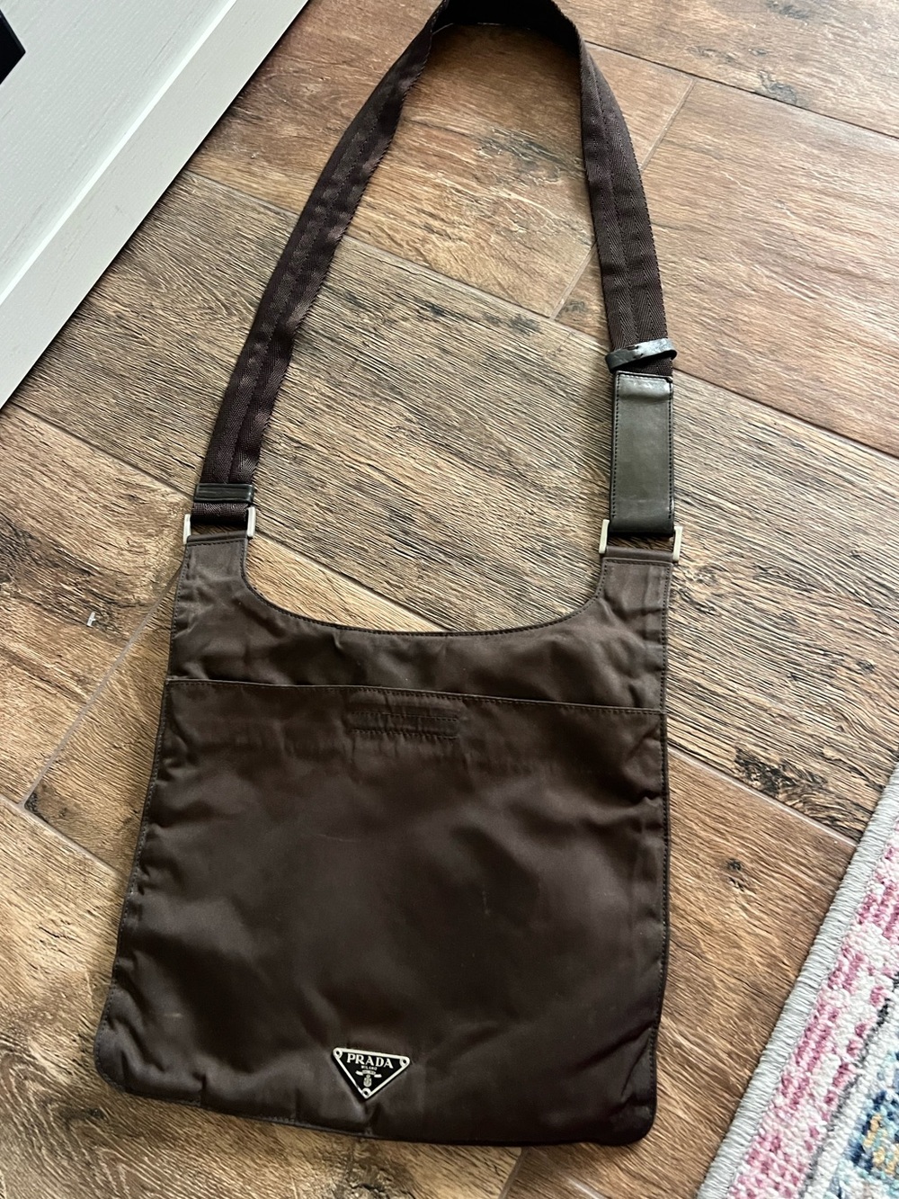 Authentic Vintage PRADA Brown Vela Nylon Messenger Bag Crossbody With COA